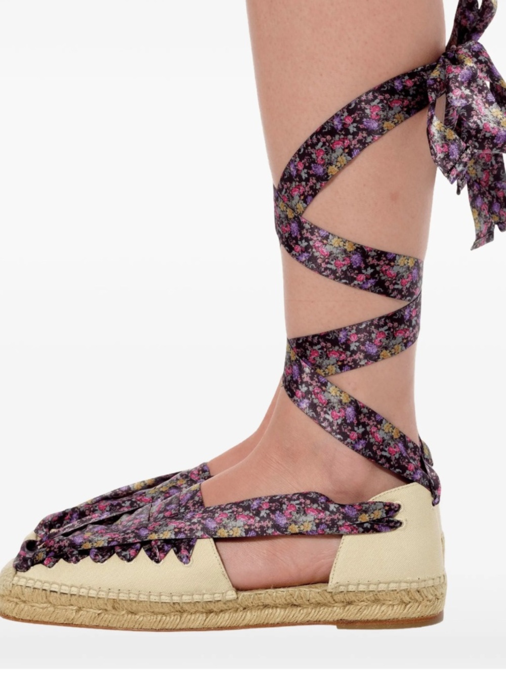 NWT Balenciaga floral-print lace-up espadrilles Size 38 Neiman Marcus